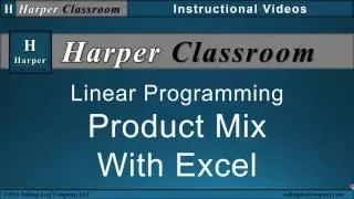 LP Product Mix using Excel Solver | Dr. Harper's Classroom