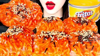 ASMR MUKBANG SPICY FIRE NOODLES WRAPS CHEESE SAUCE 불닭볶음면 불닭쌈 먹방 EATING SOUNDS 咀嚼音 ZOEY ASMR