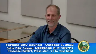 Fortuna City Council Meeting of 2022-10-03