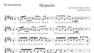"Despacito" - Luis Fonsi feat. Daddy Yankee Alto Sax Cover | Sheet Music PDF | Lyrics