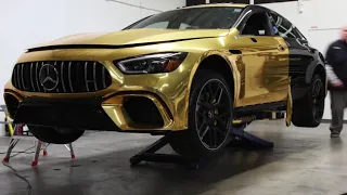 Gold Wrapping the Mercedes AMG GT 4 Door Coupe