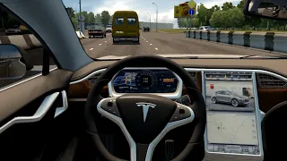 Tesla Model S - City Car Driving | Steering wheel gameplay