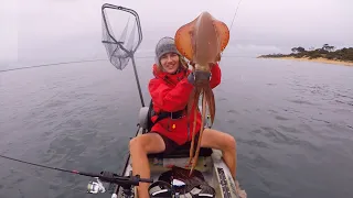 MEGA Squid Caught Kayak Fishing!