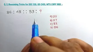 SSC GD  CGL CHSL MTS RRB Reasoning Question Paper | SSC  Reasoning Tricks 2024 | Reasoning Classes