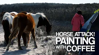 Horse ATTACK at Assateague MD, so I painted it!