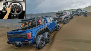 HENNESSEY VELOCIRAPTOR 6x6 & DeBerti F-250 | OFFROAD CONVOY| Forza Horizon 5-Steering Wheel Gameplay