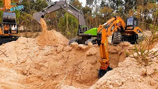 RC Lake Construction Site | Huina 1593 Wltoys 16800 Excavators & Bulldozer 1569 | Cars Trucks 4 Fun