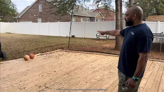 Diy outdoor basketball court wood.