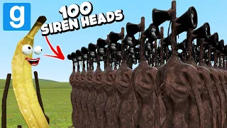 100 SIREN HEADS VS... 1 BANANA?! (Garry's Mod Sandbox) | JustJoeKing