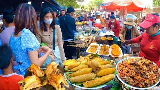 Best Countryside Cambodian street food, Tasty Grilled Fish, Frog, Bee, Crab, Chicken & More