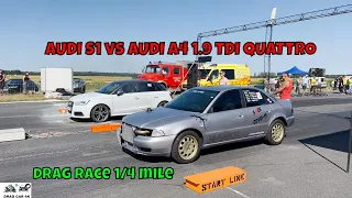 AUDI S1 vs AUDI A4 1.9 TDI QUATTRO drag race 1/4 mile 🚦🚗 - 4K UHD