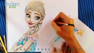 From Sketch to Finish: Watch Me Draw Elsa and Anna from Frozen Fever with Colored Pencils