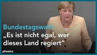 Vereinbarte Debatte zur Situation in Deutschland: Rede von Kanzlerin Angela Merkel am 07.09.21