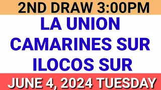 STL - LA UNION,CAMARINES SUR ILOCOS SUR June 4, 2024 2ND DRAW RESULT