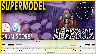 SUPERMODEL - Måneskin | Drum SCORE Sheet Music Play-Along | DRUMSCRIBE