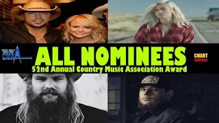 CMA's 2018 - NOMINEES | 52nd Annual Country Music Association Award | Nov, 14, 2018 | ChartExpress
