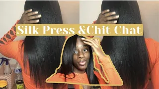 Curly To Straight | Chit Chat Hair Straightening Tutorial | Silk Press Transformation and Chill