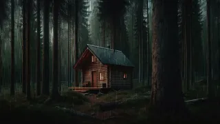 The sound of rain and the wooden house in forest