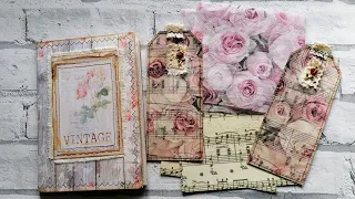 Napkin Decoupage -  Rose Junk Joural Tags