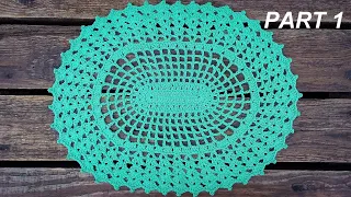 Crochet Oval Doily Table Runner Tutorial Part 1 Round 1 - 7