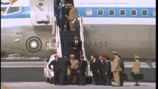 US President Nixon greeting South Vietnamese President Nguyen Van Thieu and offic...HD Stock Footage