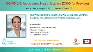 COVID 2.0: An Updated Health Literacy ECHO for Providers Session 1