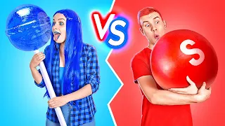 ROT VS BLAU FOOD-CHALLENGE || Wer als letztes AUFHÖRT! Monster Mukbang 24 Stunden von 123 GO! BOYS