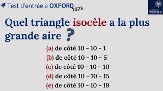 QUEL TRIANGLE A LA PLUS GRANDE AIRE ? Test pour Oxford