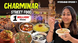 Hyderabad CHARMINAR Food Vlog | Biryani, Tawa Fish, Haleem, Mulberry Malai & More | Episode-1