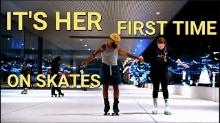 IT"S HER FIRST TIME ON SKATES!!