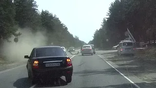Момент аварии на 306 км трассы Орёл-Тамбов