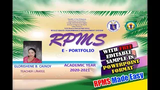 RPMS E-PORTFOLIO 2021 W/ FREE EDITABLE SAMPLE IN POWERPOINT FORMAT