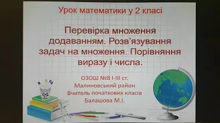 Математика 2 клас Перевірка множення додаванням