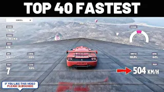 Top 40 Fastest Ferrari Cars in Forza Horizon 5 | Extremely Downhill Top Speed