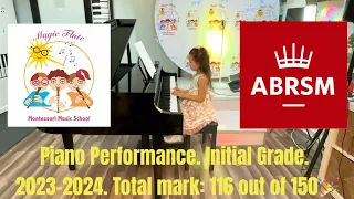 Outstanding ABRSM EXAM Initial Grade. Piano Performance. Alice Zani 6 years old.