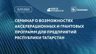 Семинар о возможностях акселерационных и грантовых программ для предприятий РТ