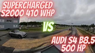 Drag Race Supercharged S2000 VS Audi S4 b8.5 (360 camera)