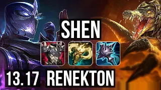 SHEN vs RENEKTON (TOP) | 2.7M mastery, 7/2/19, 700+ games | EUW Master | 13.17