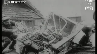 Aeroplane brought down by Turkish artillery (1917)