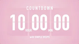 10 Hours Countdown Flip Clock Timer / Simple Beeps 🌸🔔