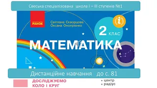 Досліджую коло і круг. Дистанційне навчання. 2 клас. Математика -   до с . 81