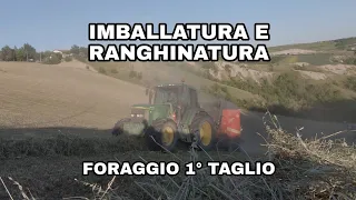 Imballatura e Ranghinatura 2020. 1° Taglio ErbaMedica con JOHNDEERE 6610 e NEWHOLLAND TN90F collina