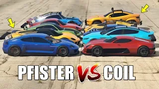 GTA 5 ONLINE - PFISTER VS COIL (WHICH IS FASTEST?) | Porsche VS Tesla