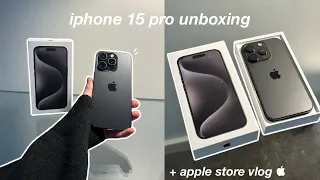 Unboxing the iPhone 15 Pro (black titanium) + Accessories  | Pickup From the Apple Store Vlog
