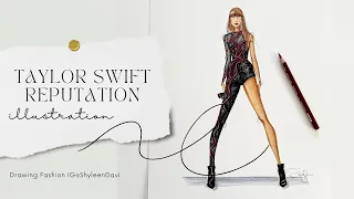 Taylor Swift Reputation Fashion Illustration Sketch