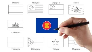 ระบายสีธงชาติอาเซียน | เรียนรู้อาเซียน | ASEAN Flags Coloring