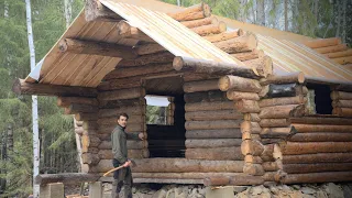 Rustic Log Cabin Roof Build | family visits Secluded Forest