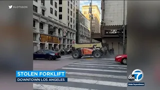 Chase: Suspect in stolen forklift leads LAPD on bizarre pursuit