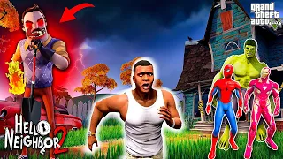 Franklin and Avengers Fight With Evil Hello Neighbor 2 in gtav | GTAV Avengers | A.K GAME WORLD