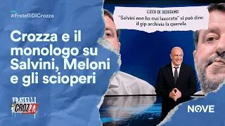 Crozza e il monologo su Salvini, Meloni e la precettazione e le conseguenze per chi sciopera